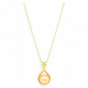Elegant 925 Sterling Silver Pink Pearl Pendant Necklace 18" Box Chain